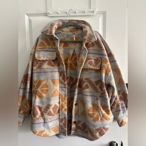 Vintage Free People Oversized Printed Shacket Size Small